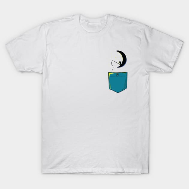 Child on the Moon T-Shirt by Pocket Puss